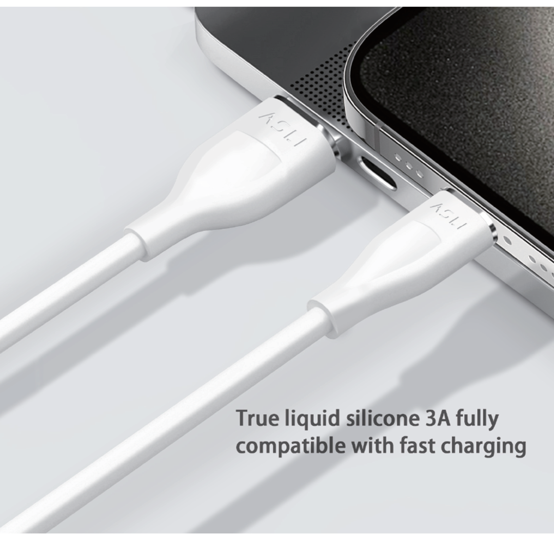 كيبل Power Wire Lux من أسلي جلوبال سيليكون USB-A إلى Type-C أثنين متر | أبيض كيبل Power Wire Lux من أسلي جلوبال سيليكون USB-A إلى Type-C أثنين متر | أبيض